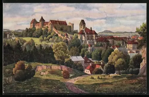 Künstler-AK V.Marschall: Füssen, Ortsansicht