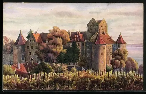 Künstler-AK Vinzenz Marschall: Schloss Meersburg am Bodensee
