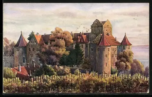 Künstler-AK Vinzenz Marschall: Schloss Meersburg am Bodensee