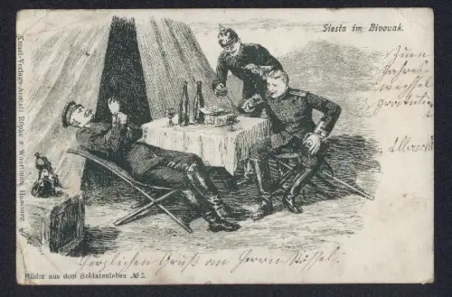Lithographie Siesta im Bivouak, Bilder aus dem Soldatenleben No. 3