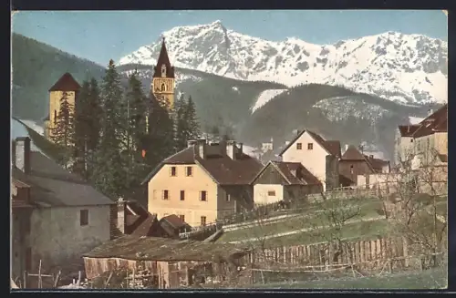 AK Eisenerz, Ortsansicht gegen den Kaiserschild