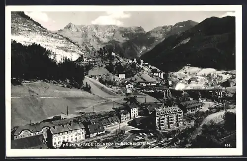 AK Eisenerz, Krumpental mit der Fabrik gegen die Berge