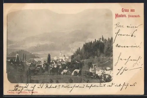 AK Mautern, Gesamtansicht mit Umgebung aus der Vogelschau