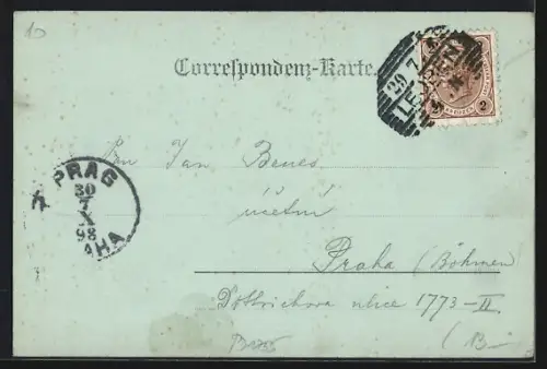 Mondschein-AK St. Michael ob Leoben, Flusspartie mit Ortspanorama