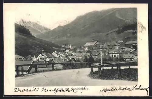 AK Vordernberg, Blick von der Strasse zur Ortschaft