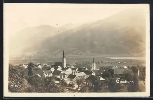 AK Gaishorn, Ortspanorama mit Blick auf die Berge aus der Vogelschau