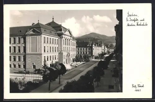 AK Leoben, Fr. Josefstrasse mit Montan-Hochschule
