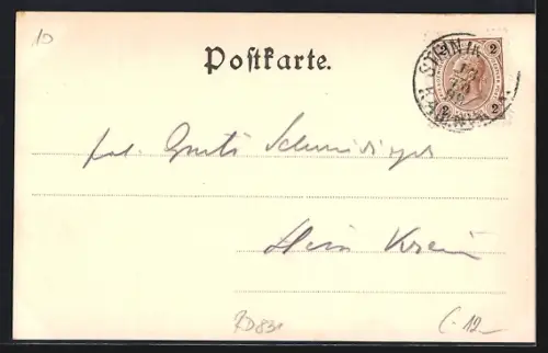 AK Leoben, Stadtthurm mit Durchblick u. Strasse