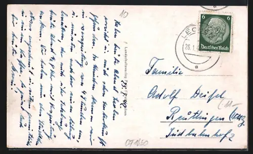 AK Leoben, platz mit Rathaus aus der Vogelschau