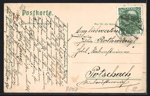 AK Leoben, Teilansicht mit Bergpanorama und Brücke