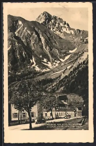 AK Prebichl, Hotel Reichenstein mit Grübl und Reichenstein