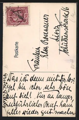 Künstler-AK Leoben, Blick zum Stadtturm