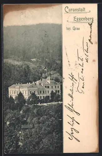 AK Eggenberg bei Graz, Die Kuranstalt mit Waldlandschaft