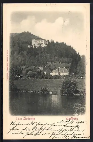 AK Wartberg / Mürztal, Teilansicht mit Ruine Lichtenegg