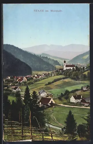 AK Stanz im Mürztale, Ortsansicht mit Kirche