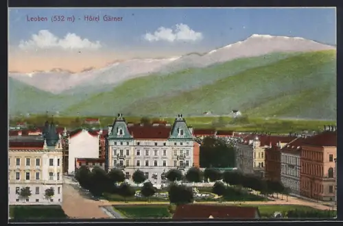 AK Leoben, Hotel Gärner mit Parkanlage