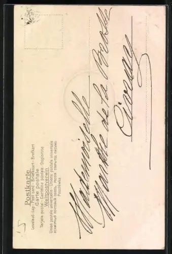 Foto-Collage-AK Porträt einer Frau in einem Kleeblatt mit Brief