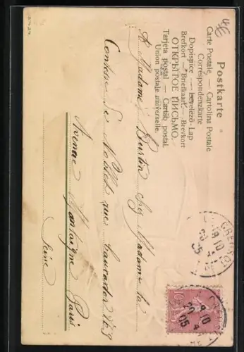 Foto-Collage-AK Porträt eines Mädchens mit Blumen