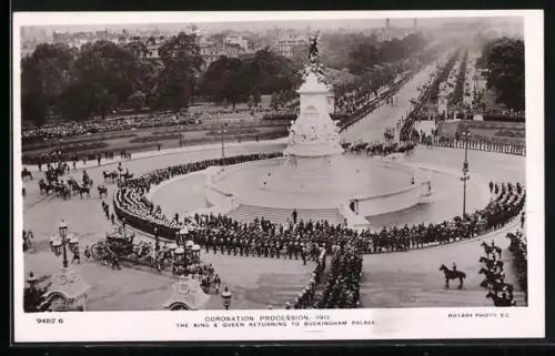 AK London, Coronation Procession 1911, The King & Queen returning to Buckingham Palace