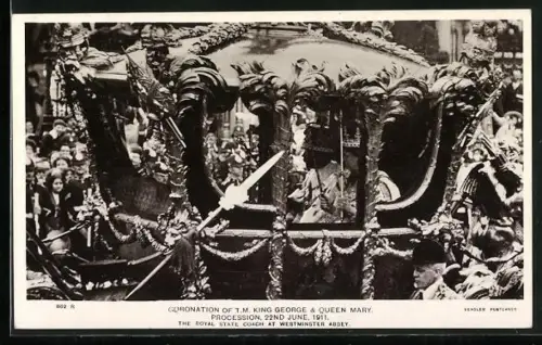 AK Coronation of King George & Queen Mary 1911, The Royal State Coach at Westminster Abbey
