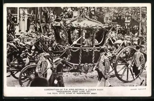 AK Coronation of King George & Queen Mary 1911, The Royal State Coach at Westminster Abbey