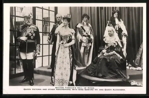 AK Queen Victoria and other Hanoverrians with King Edward VII and Queen Alexandra, Madame Tussauds Hall of Kings