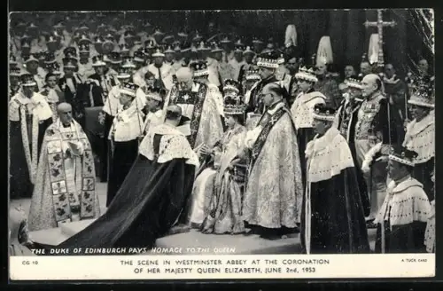 AK Coronation of Queen Elizabeth 1953, The Duke of Edinburgh pays homage to the Queen