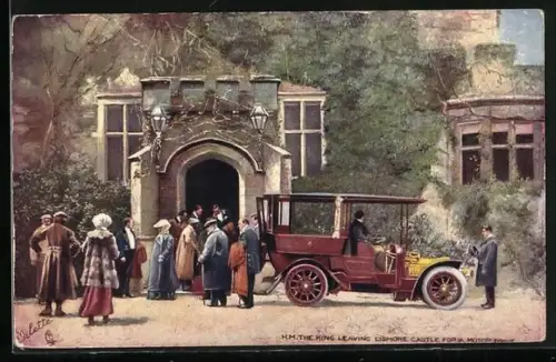 AK The King leaving Lismore Castle for a Motor Drive, der König von England bereit zur Autofahrt