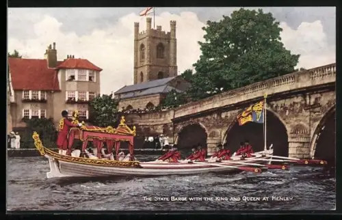 AK The State Barge with the King and Queen at Henley