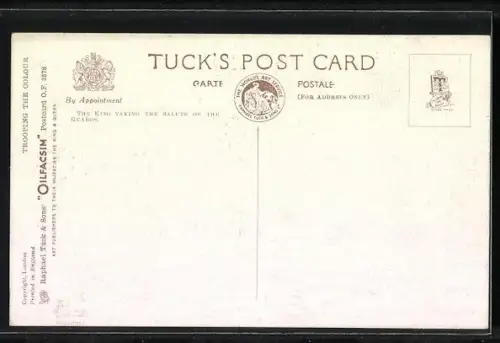 Künstler-AK The King taking the salute of the Guards