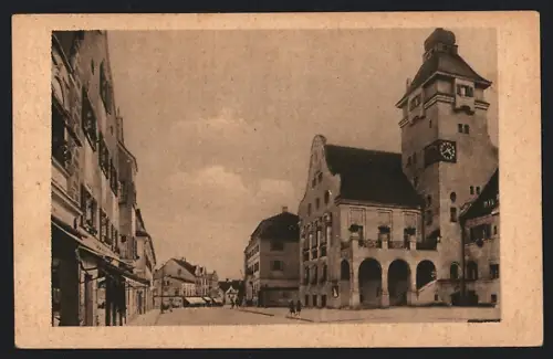 AK Simbach / Inn, Innstrasse mit Rathaus