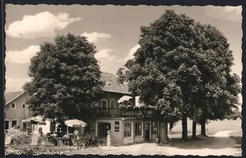 AK Aglassing bei Gaden, Josef Mangs Gasthaus, mit Gästen u. Strasse