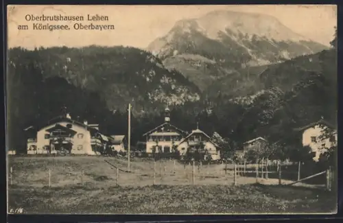 AK Lehen / Fischbachau, Ortspanorama mit Bergblick