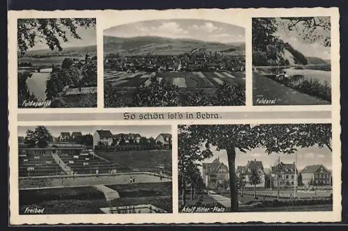 AK Bebra / Hessen, Fulda-Partie, Fulda-Tal, Freibad, Platz