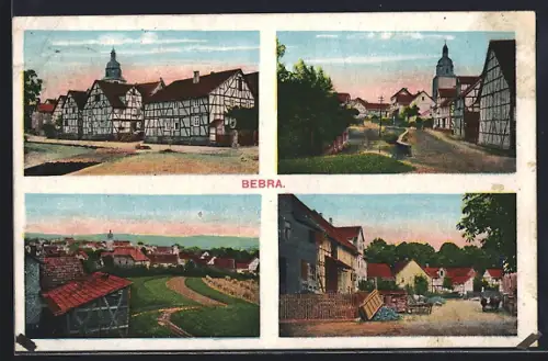 AK Bebra / Hessen, Fachwerkhäuser, Kirche, Ortsansichten