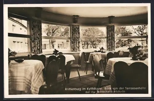 AK Rothenburg / Kyffh., Terrassenhalle, Blick auf Wirtschaftsgebäude