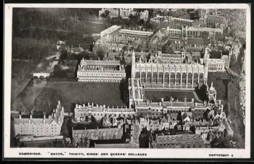 AK Cambridge, Backs, Trinity, Kings and Queens College, Aerial view