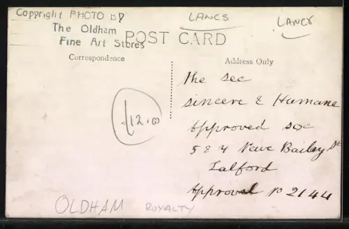 AK Oldham, Royal Visit 1913