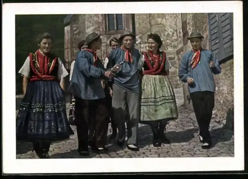 AK Schlitz / Hessen, Brautwerber und Frauen in Trachten