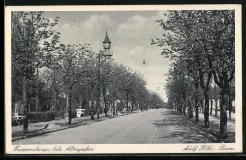 AK Altengrabow, Strasse am Truppenübungsplatz