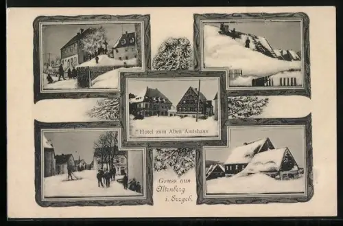AK Altenberg i. Erzgeb., Hotel zum Alten Amtshaus, Winteransichten