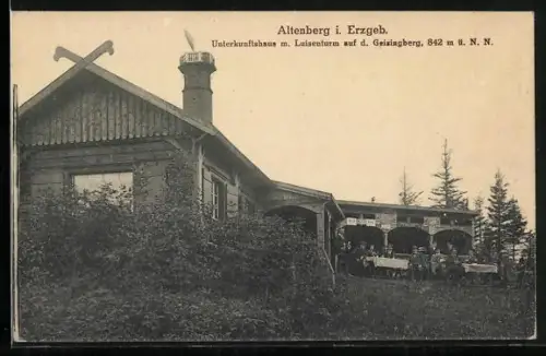 AK Altenberg i. Erzgeb., Gasthaus mit Luisenturm auf dem Geisingberg