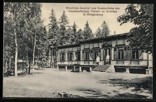 AK Klingenberg / Sachsen, Sommerheim des Gemeinnützigen Vereins zu Dresden, Westliche Ansicht