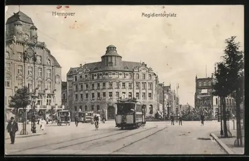 AK Hannover, Aegidientorplatz, Strassenbahn