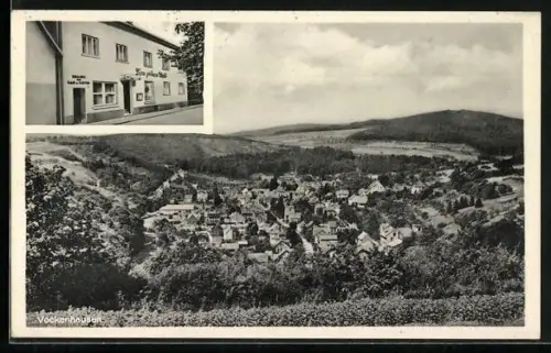 AK Vockenhausen, Gasthaus Zum grünen Wald, Inh. Gg. Groh, Ortsansicht