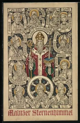 Lithographie Mainz, 58. Generalversammlung der Katholiken Deutschlands 1911, Mainzer Sternenhimmel