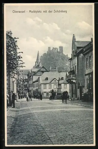 AK Oberwesel, Marktplatz mit der Schönburg