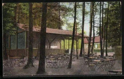 AK Tornow / Neuruppin, Gasthof Forsthaus Tornow, Gartenansicht