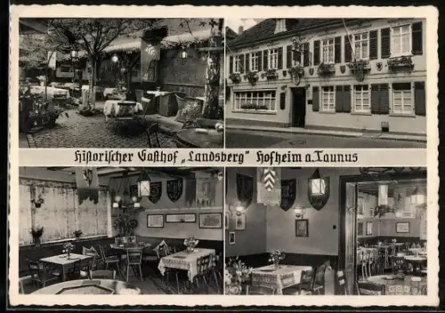 AK Hofheim / Taunus, Historischer Gasthof Landsberg: Wappenstube, Garten