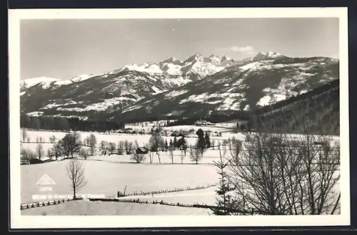 AK Ramsau, Ortspartie m. d. Tauern im Schnee
